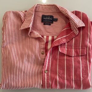 Topman stripe mix short sleeve button down